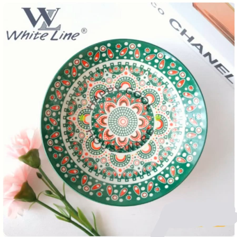 Bowl Verde em Porcelana Coleção Green Mandala – Sofisticação para Mesa Posta