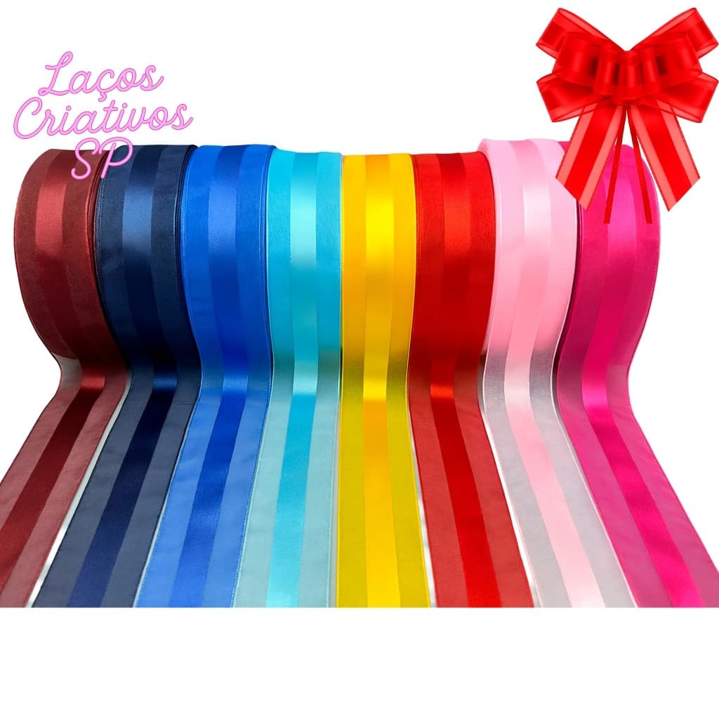 Fita de Organza com Cetim N9 38mm – Rolo 10m ou 50m – Laços e Artesanato