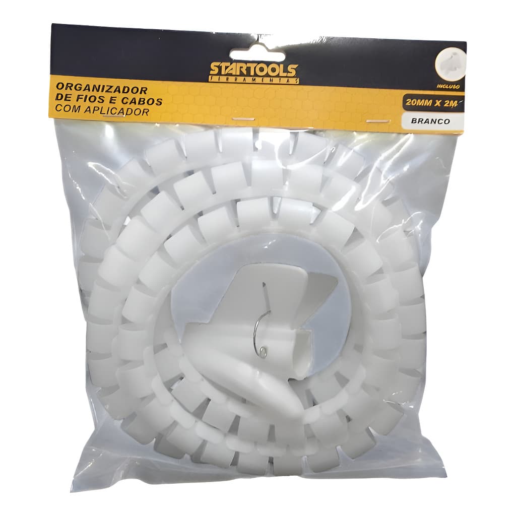 Organizador De Fios E Cabos Com Aplicador 20mmx1m Cor Branco 20mmx1m