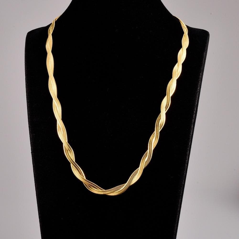 Colar Feminino 2 Fios Dourado Aço Inoxidável 316L Delicado Banhado a Ouro