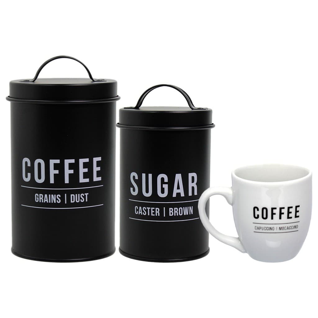 Potes Lata Para Mantimento & Armazenagem + Caneca Porcelana 300ml