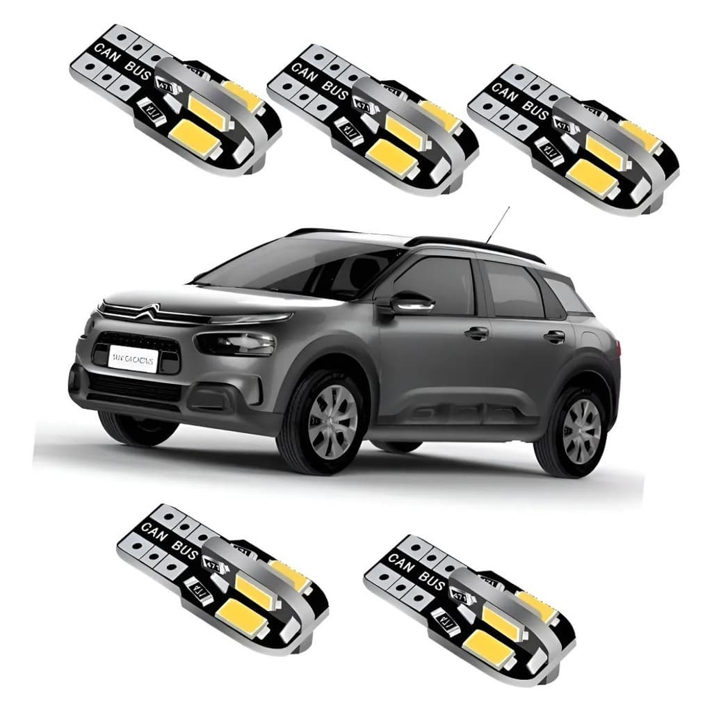 Kit Lampadas Led Interna C4 Cactus Porta Malas Teto E Placa
