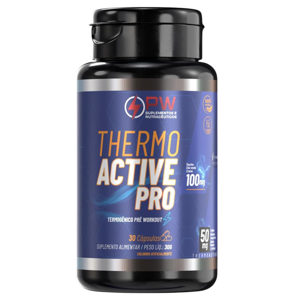 Suplemento Fitness Thermo Active Pro Pré Treino Energético Cápsulas Thermogenicas Queima Cálorica