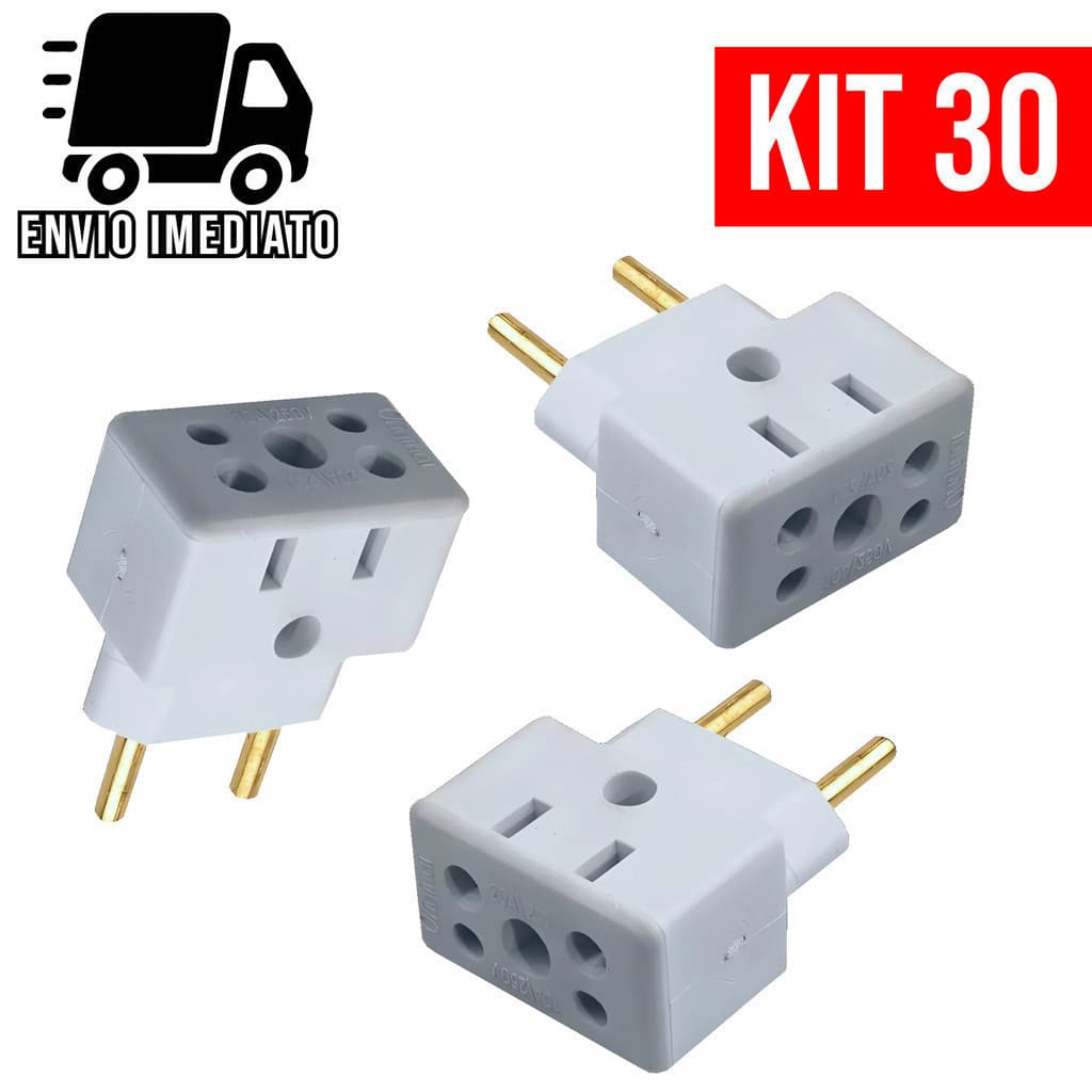 Kit 30 Adaptador de Tomada BOB Esponja Bivolt 10A e 20A