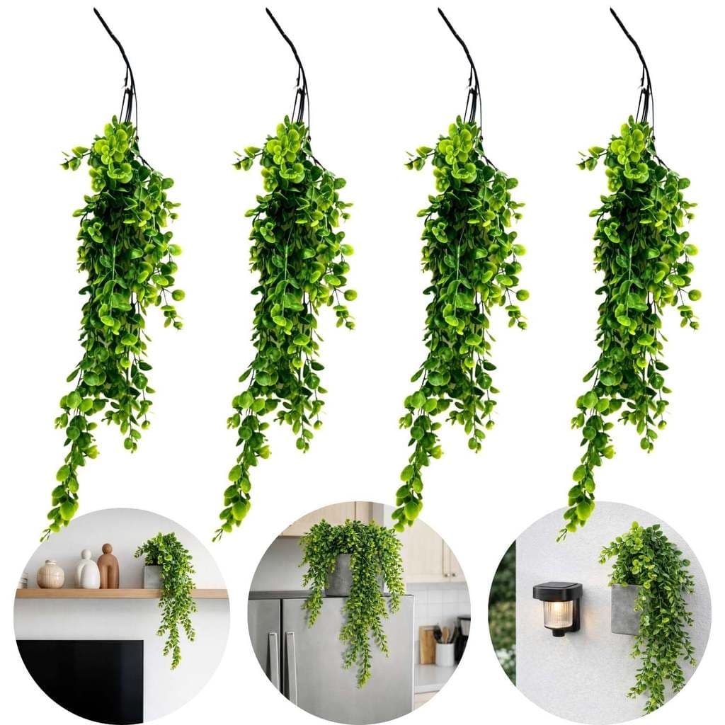 Kit 4 Pendente Buchinho Corrente 75 CM Planta Artificial