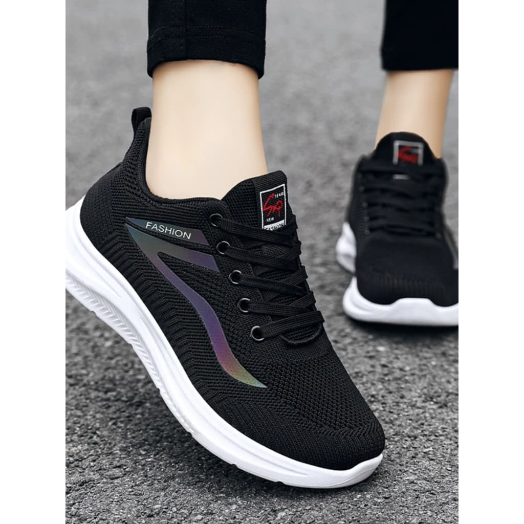 Primavera outono novo estilo preto sapatos esportivos feminino versão coreana All-Match respirável leve estudante ginási