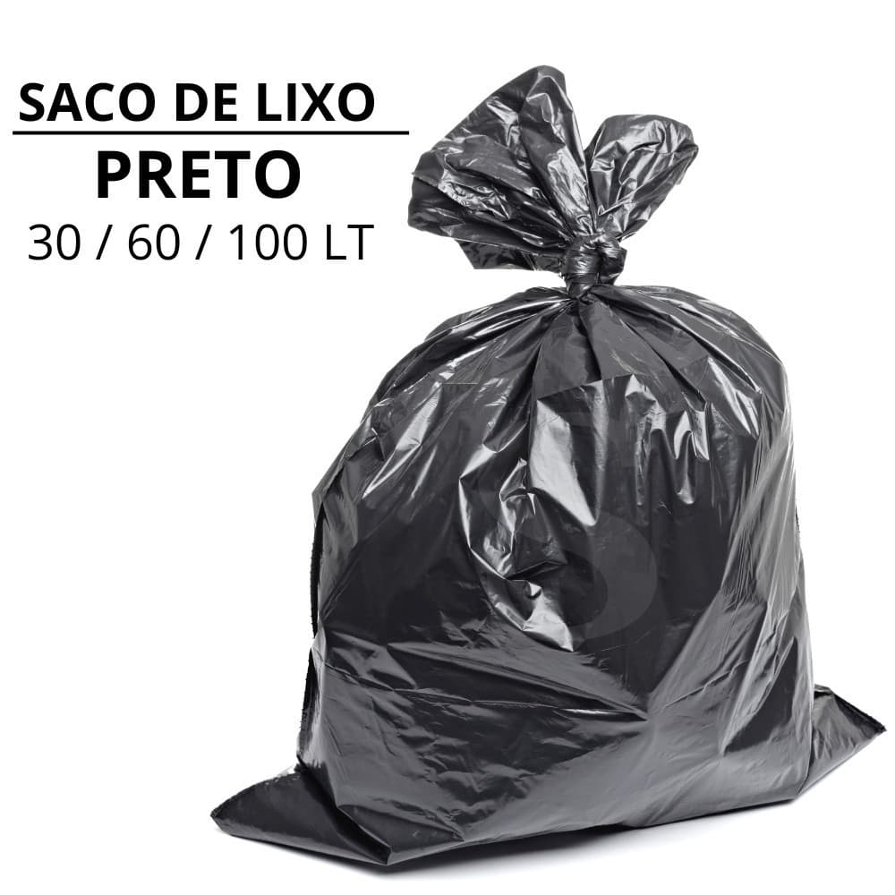 Saco De Lixo Preto Comum Pacote Com 100 Unidades