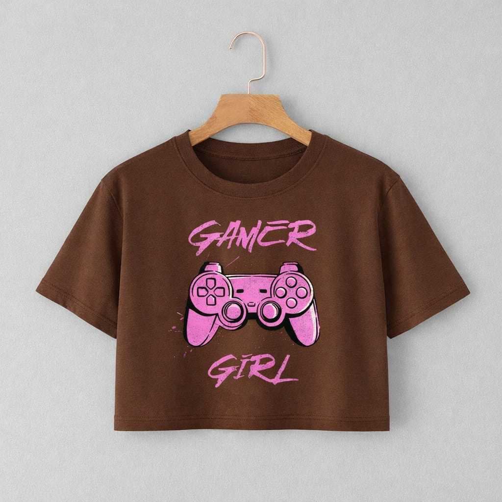 Blusa Cropped Feminino Game On Manga Curta em algodão 100%