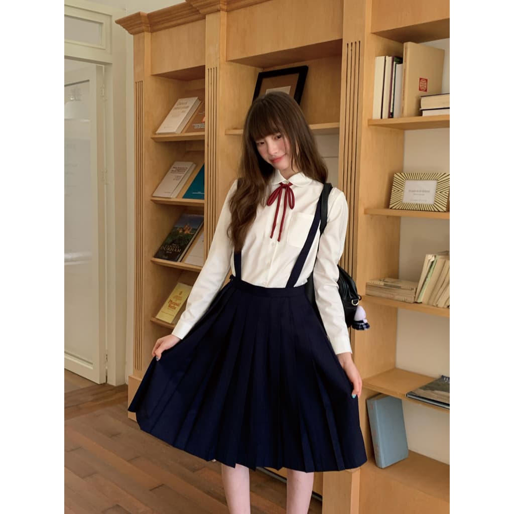 Tokyo Year-Old Times jk Camisa branca de manga comprida Top feminino outono estilo formal camisa básica Jane-tone terno