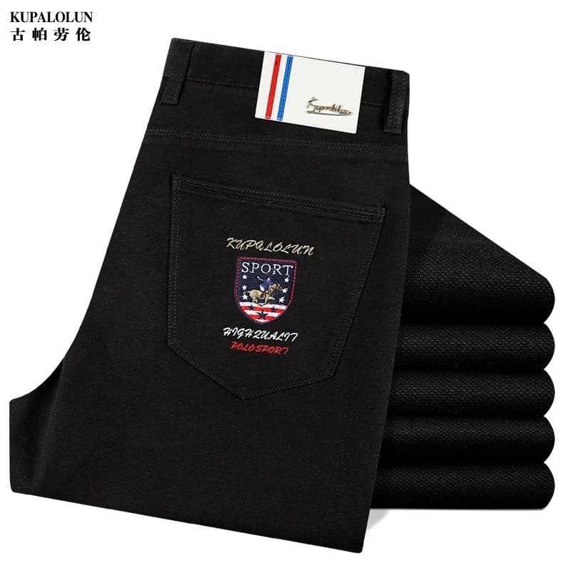 Grande marca Paul bola romana moda Casual calças masculinas preto meados de cintura alta estiramento bordado calças de a
