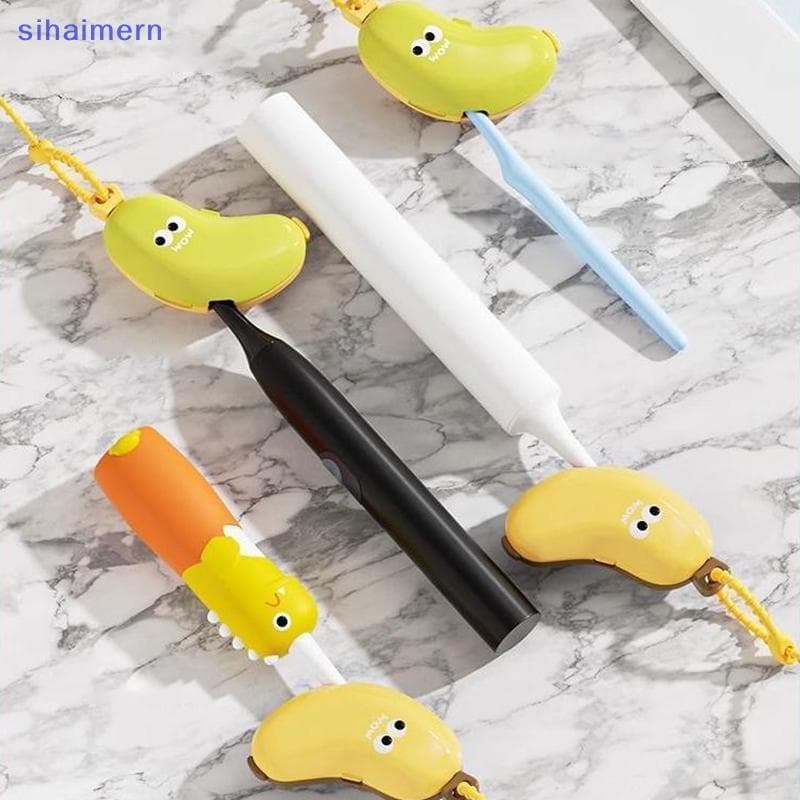 sihaimern Capa Protetora De Cabeça De Escova De Dentes De Banana Com Compartimento De Pasta De Dente Braçadeira De Poeir
