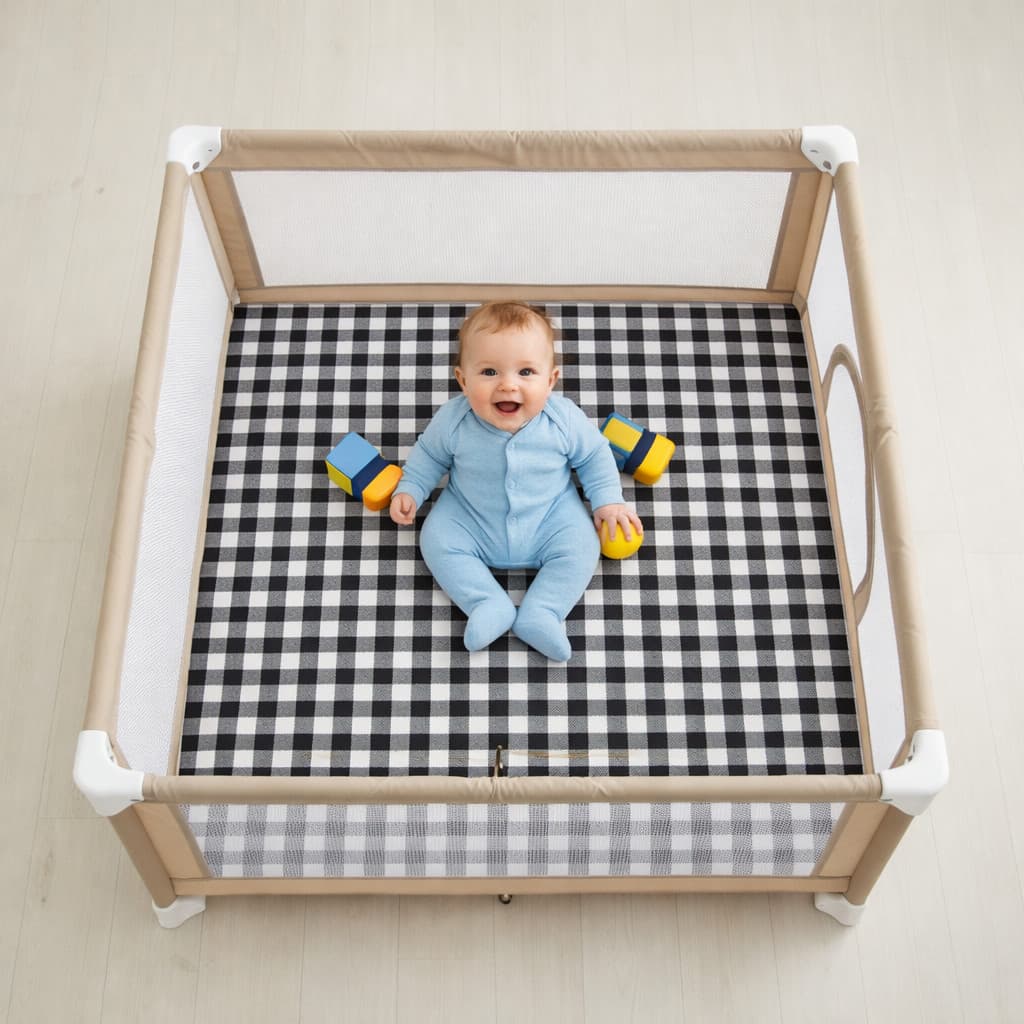 Manta Base Impermeável para Cercadinho/Chiqueirinho – Tapete Protetor Lavável 1,35m x 1,35m