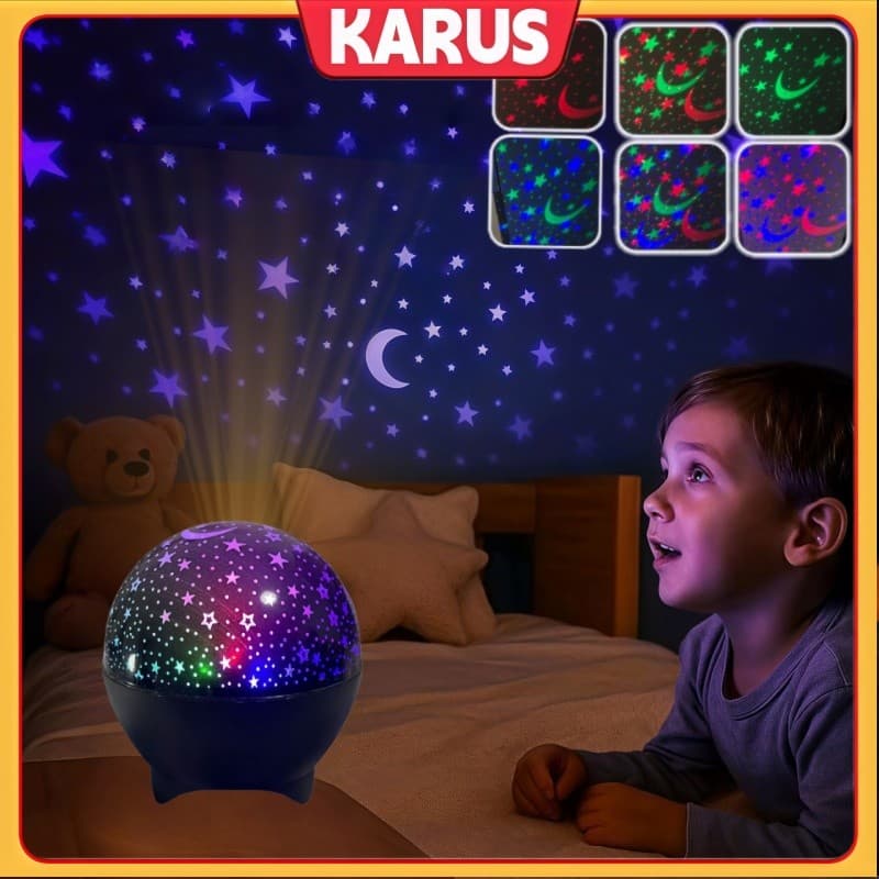 Luminária Céu Estrelado USB Portátil Estrelas e Lua Luz Ambiente para Quarto