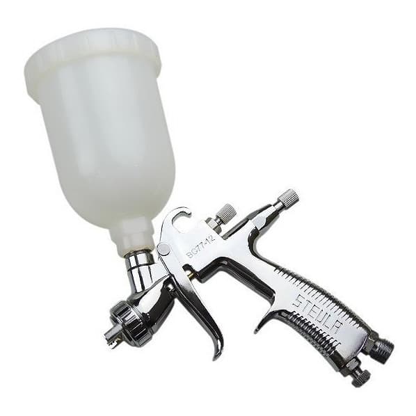 Pistola Retoque Steula Lvlp Bico 1,2mm Bc77 Com Caneca 600ml Prateado