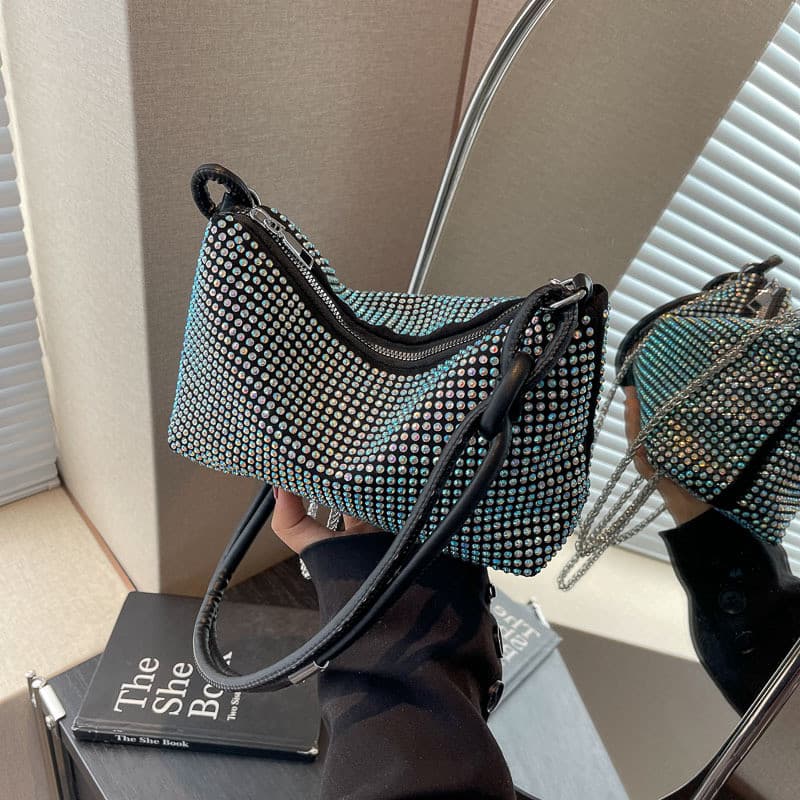 Simples temperamento High-End strass axilas saco 2024 novo estilo moda de um ombro Diagonal bolsa feminina presente de a