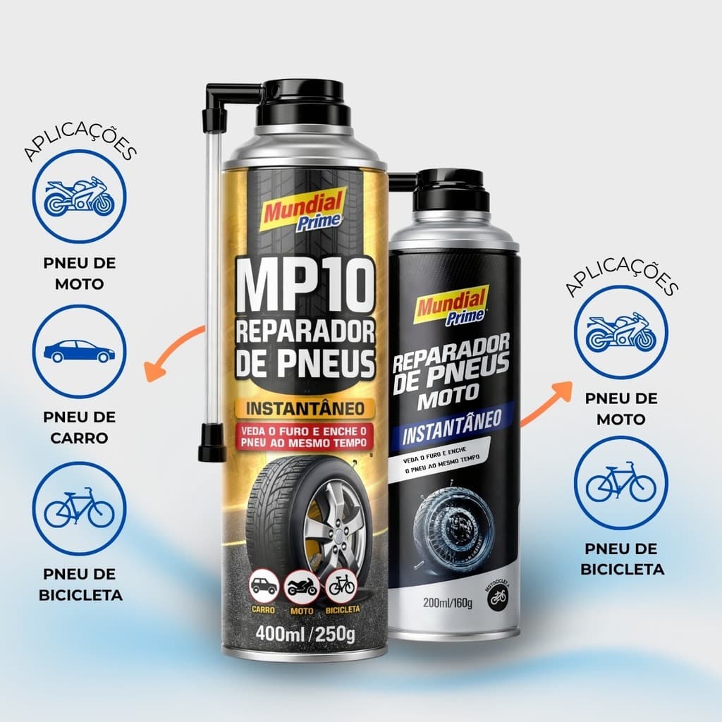 Reparador de Pneus Ação Instantânea Tapa Furo Buraco Mundial Prime Fácil Aplicação