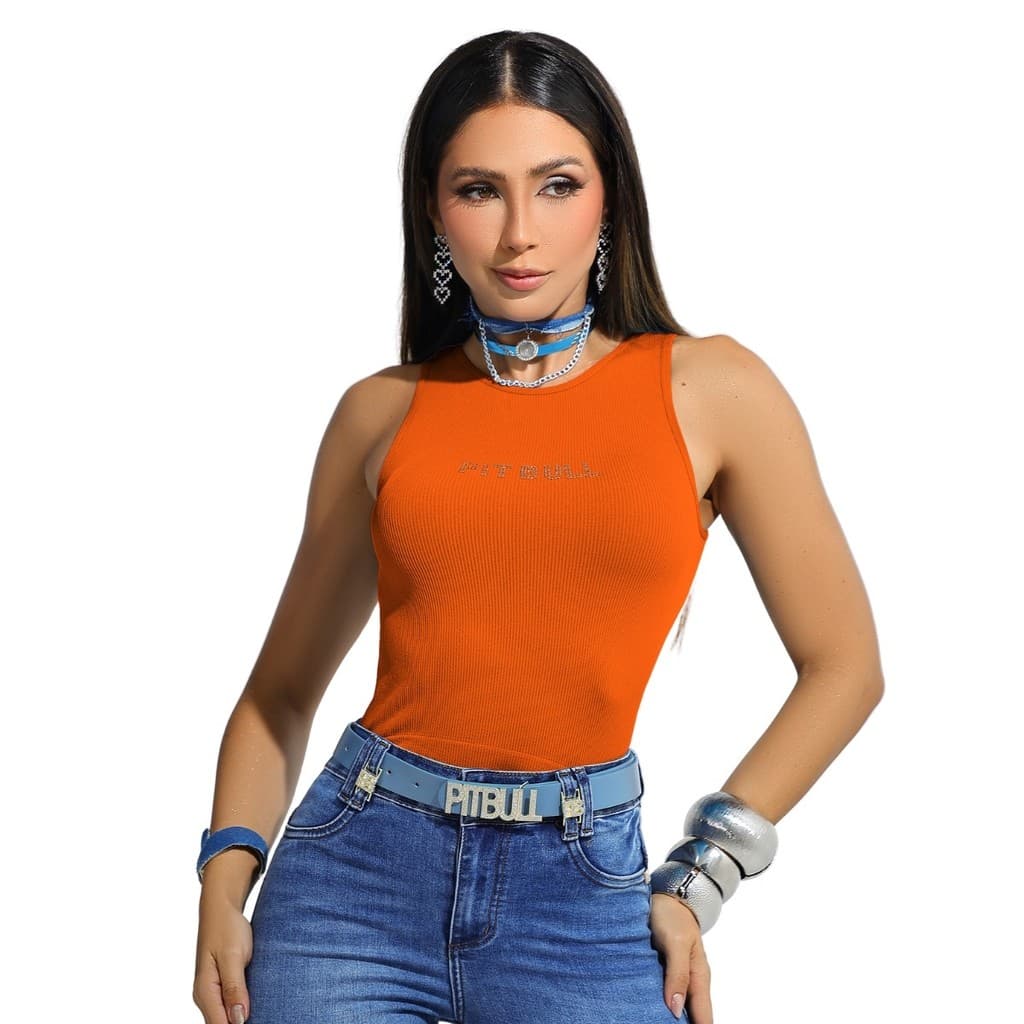 Regata Pitbull Feminina Canelada em Poliamida Premium Toque Macio.