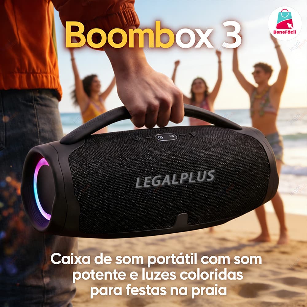 Caixa De Som Boombox 3 Bluetooth 70W Som Potente High Bass Resistente Água Pen-Drive Diversos tamanhos