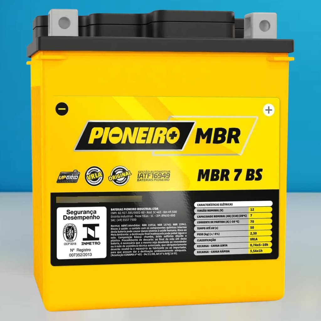 Bateria Moto Cb 300 Fazer Cbx 250 Twister Falcon Pioneiro MBR7BS 12V 7ah AGM Selada MBR7-BS