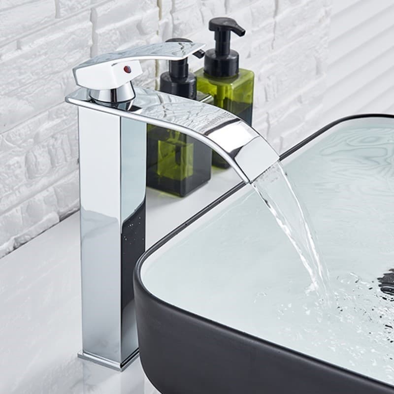 Torneira Cascata Banheiro Monocomando Preto Fosco ou Prata Alta e Baixa Inox 304