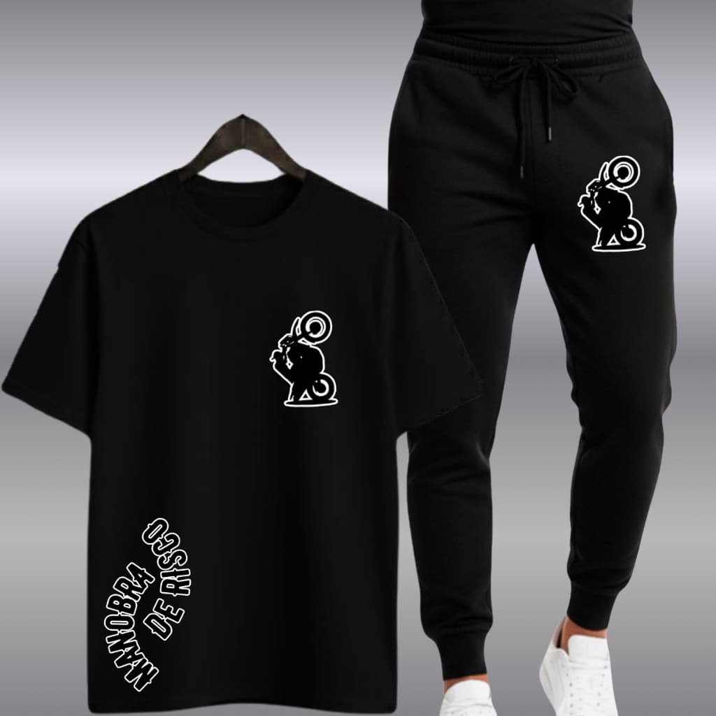 CONJUNTO CALÇA MOLETOM CAMISETA MIL GRAU ESTILOSO
