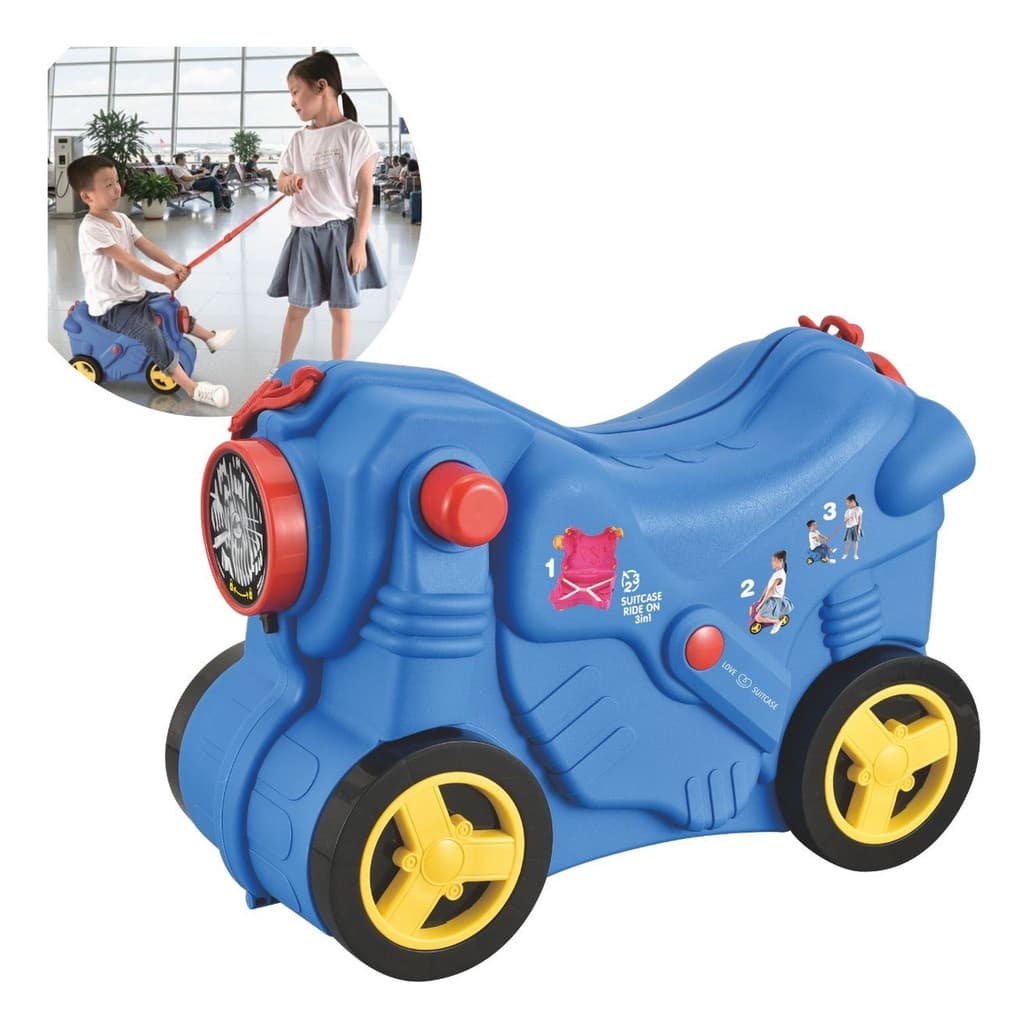 Mala Infantil com Rodinhas Azul Carrinho Ideal para Viagem e Passeio