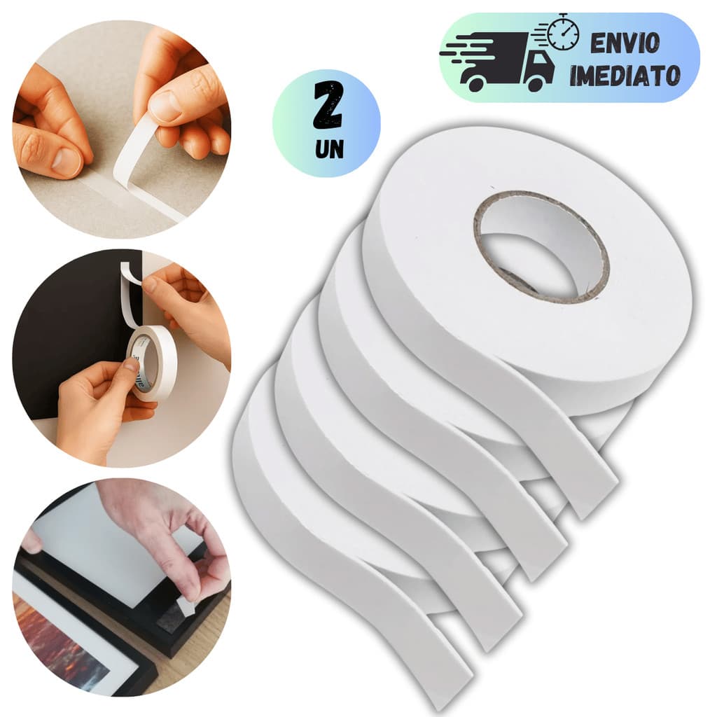 1 OU 2 FITA DUPLA FACE 4 METROS PROFISSIONAL GRANDE FORTE ACRILICA QUADROS REFORMA REPAROS FIXAÇÃO