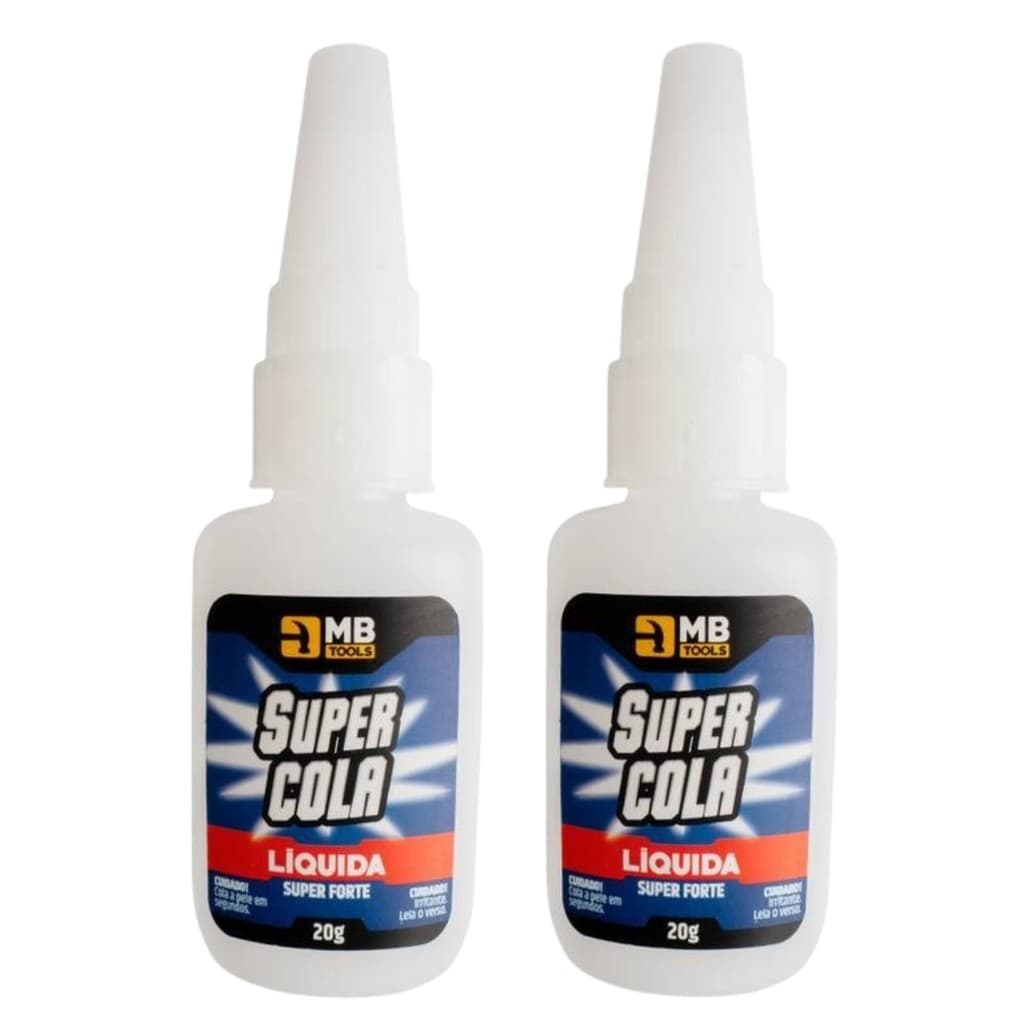 Kit 2 Super Cola Adesiva Instântanea Secagem Rápida Resistente 20g