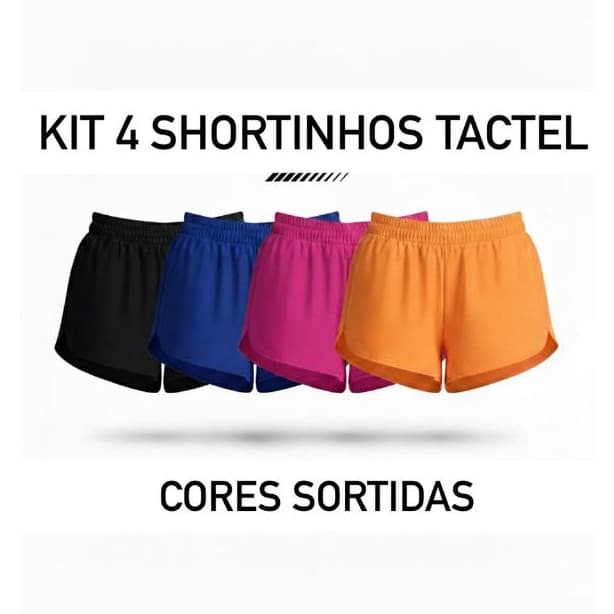 Kit Com 4 Shorts Tactel Feminino Ideal P/ Praia Piscina e Academia Moda Verão Cores 2026