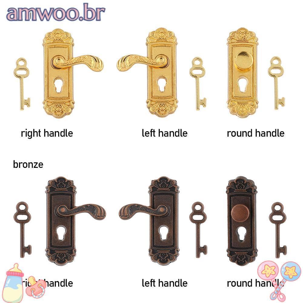 AMWOO Maçanetas Em Miniatura Estilo Retrô Acessórios DIY De Latão Para Casa De Boneca