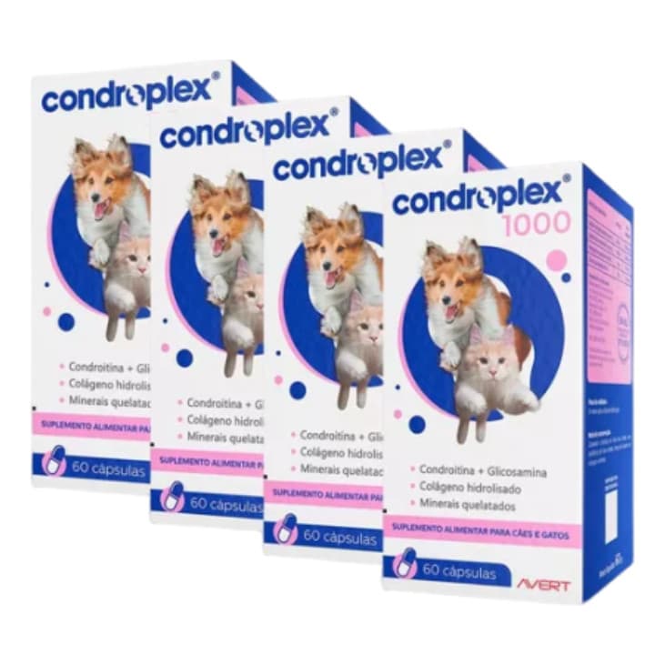 Kit 4 Avert Condroplex 1000 Suplemento Para Cães 240 Cápsulas Kit Suplemento Alimentar