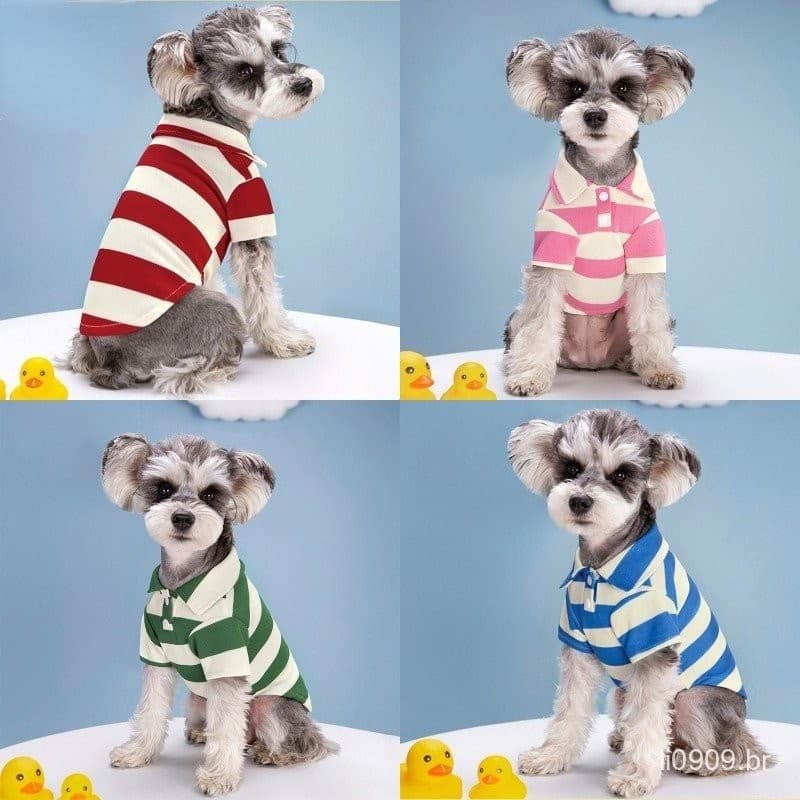 Camisa Polo Listrada Para Animais De Estimação , Cães Grandes , Roupas Finas , Shih Tzu , Verão , Filhote De Cachorro ,
