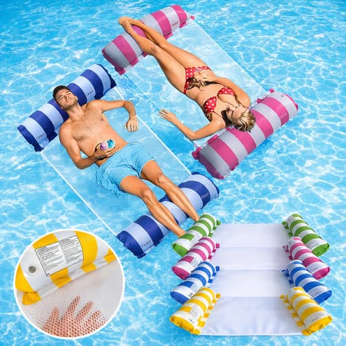 Boia Rede Piscina Cama Flutuante Inflável Deitado Reclinável Sortida