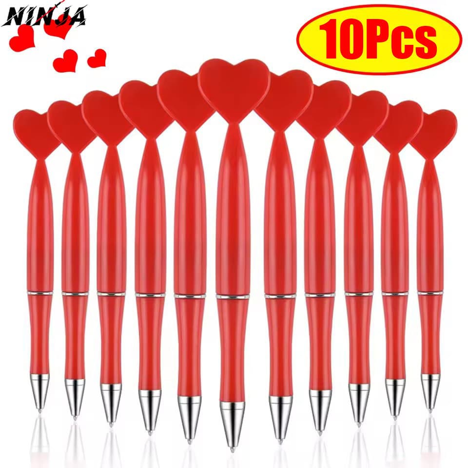 10-2 Unidades De Caneta Esferográfica Em Formato De Coração Vermelho Para O Dia Dos Namorados-Material De Escritório E E