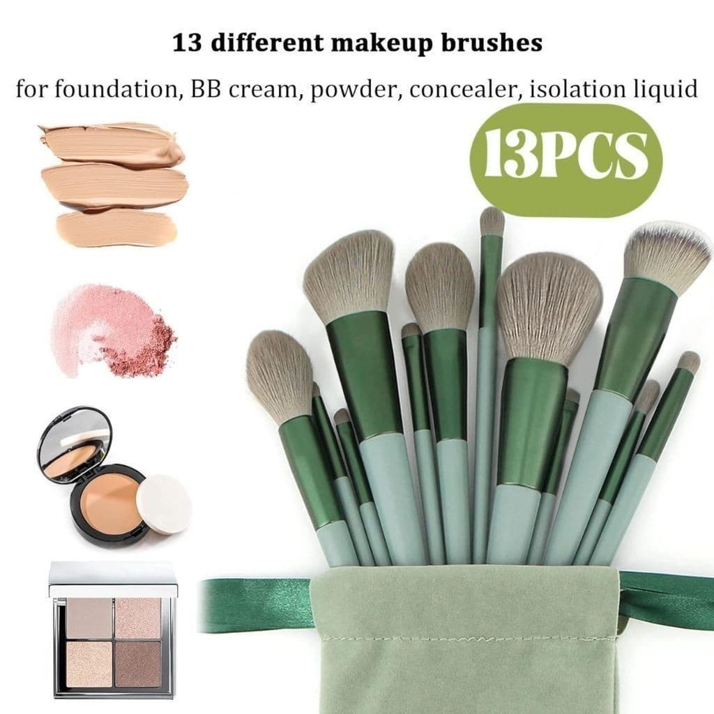 Kit 13 Peças De Pincéis De Maquiagem Profissionais Kabuki Contour