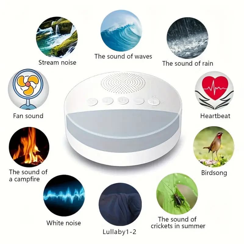 Máquina de Ruído Branco Para Criança Dormir Luz Noturna USB Recarregável Para Bebê Sono