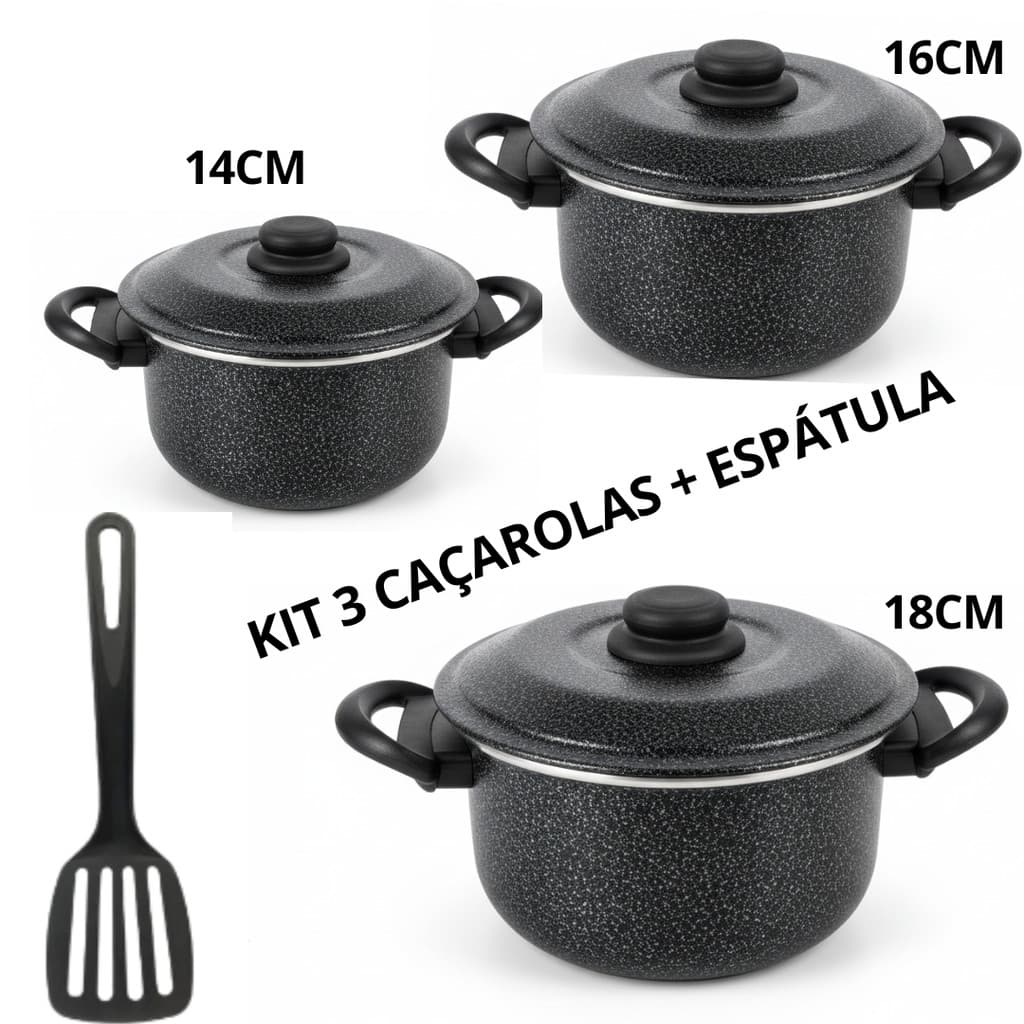 Kit 3 caçarolas CRAQUELADA Numero 18,16 e 14cm