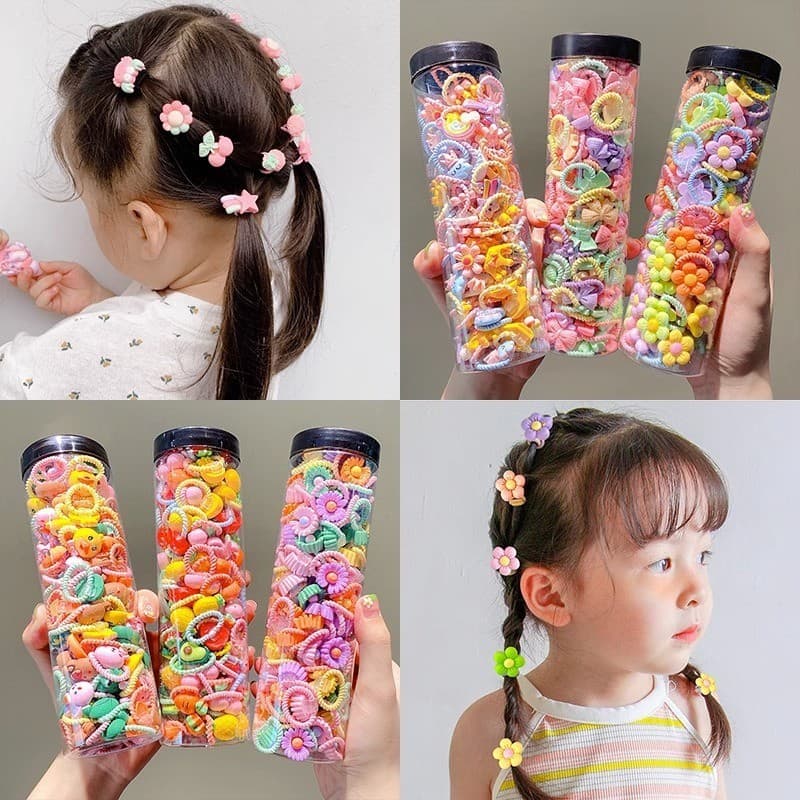 Conjunto De Laços De Cabelo Coloridos 50/100 Para Criança Elásticos Macios Meninas Pequenas , Acessórios