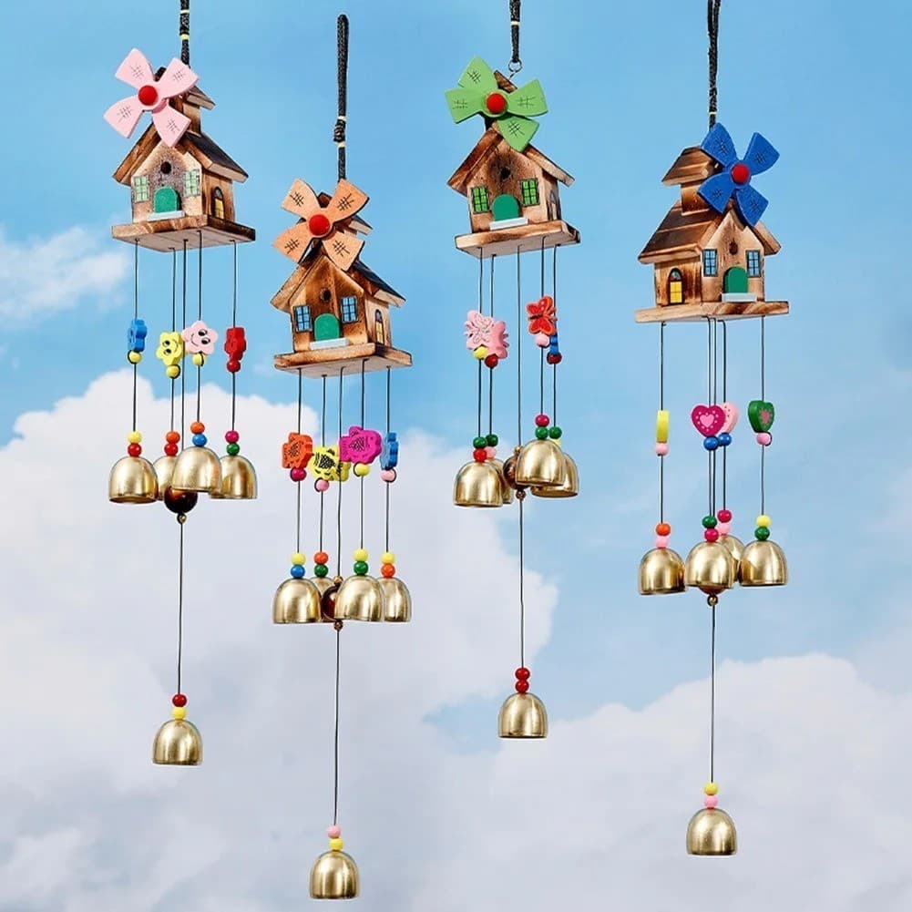 Sino Dos Ventos Mensageiro Modelo Casinha e Moinho Para Decoração