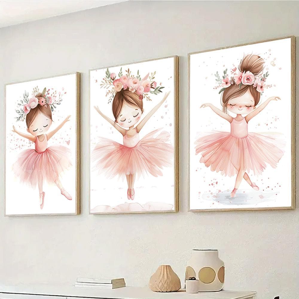 Quadro decorativo bailarina bale infantil menina flores delicado