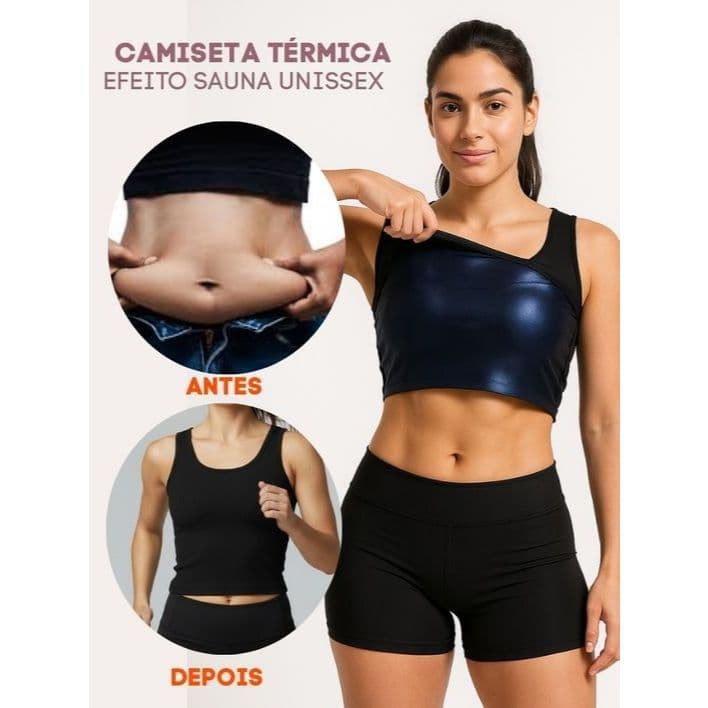 Camiseta Térmica Efeito Sauna Unissex Neoprene Queima Gordura e Reduz Medidas Retenção de Líquidos