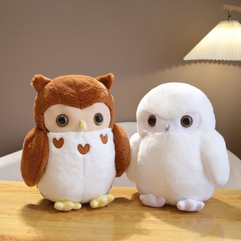 Desenhos Animados Realistas Coruja De Neve Branca Pelúcia Bonito Olhos Grandes Pássaro De Animal Macio Realista Plushie