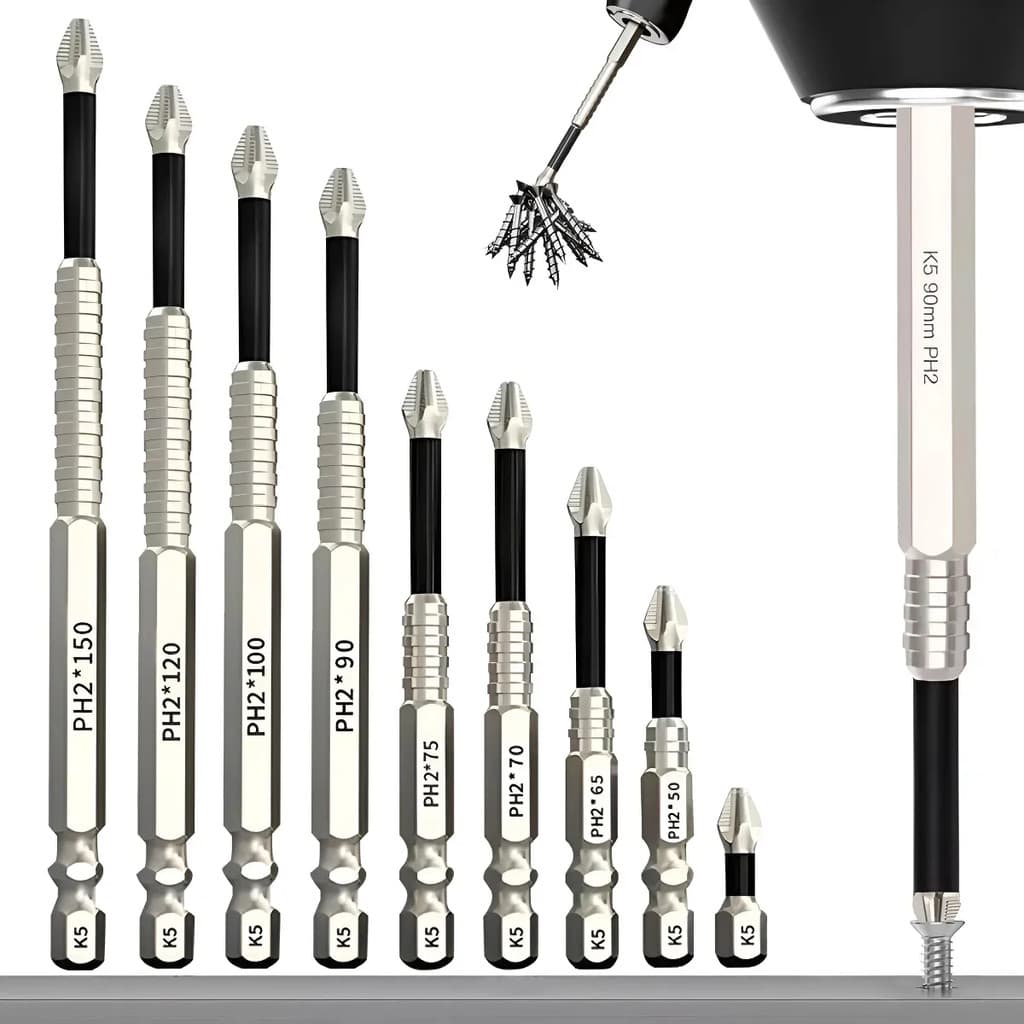 6/9 Pcs Pontas Magnéticas K5 para Parafusadeira e Chave de Impacto - Kit Antiderrapante e Resistente