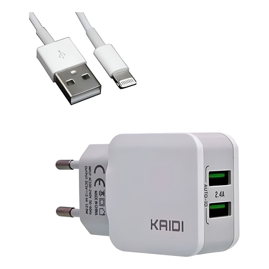 Cabo Carregador Turbo USB iPhone Kaidi IOS KD-301 1m Branco
