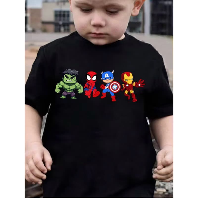 Camiseta Infantil Super-Heróis Meninos Camisa Lançamento Blusa 100% Algodão