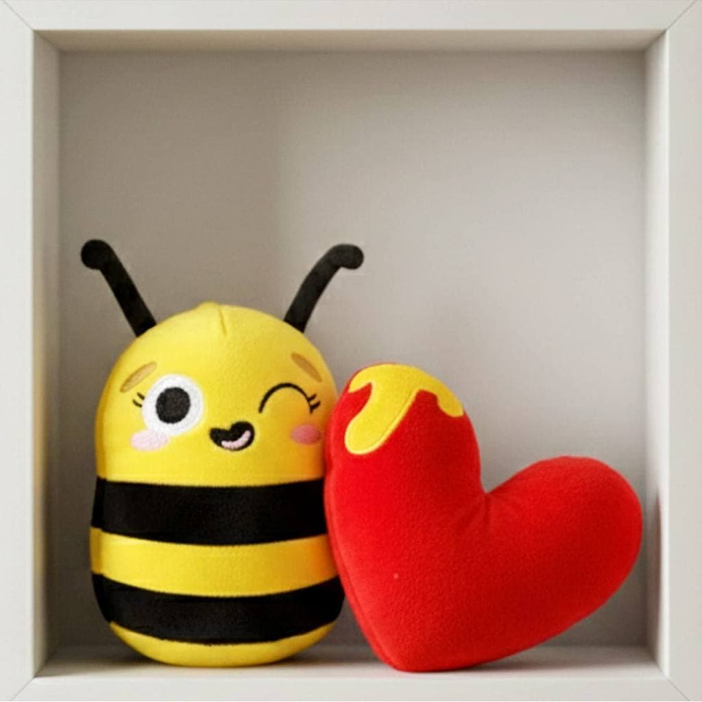 Kit Com 2 Pelúcias Bordadas Abelha Lola e Coração com Mel | Decoração Quarto Bebê