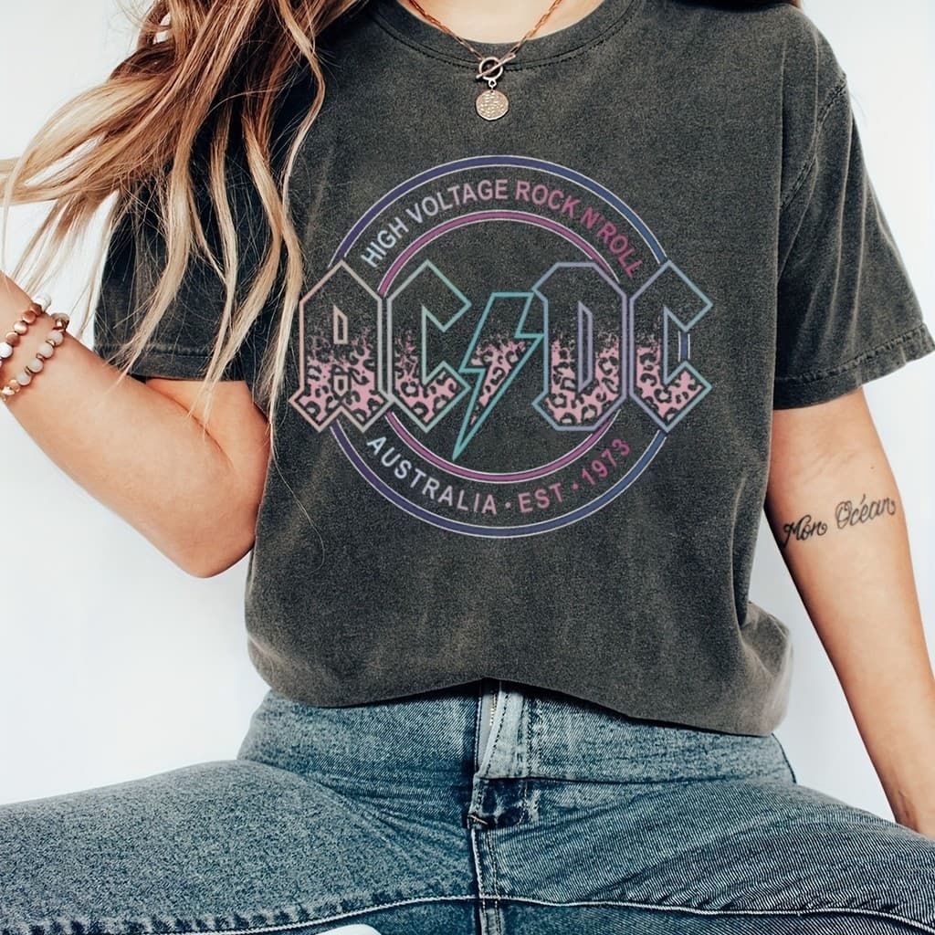 Camiseta Feminina Vintage da Banda de Rock com Gráfico Algodão Premium