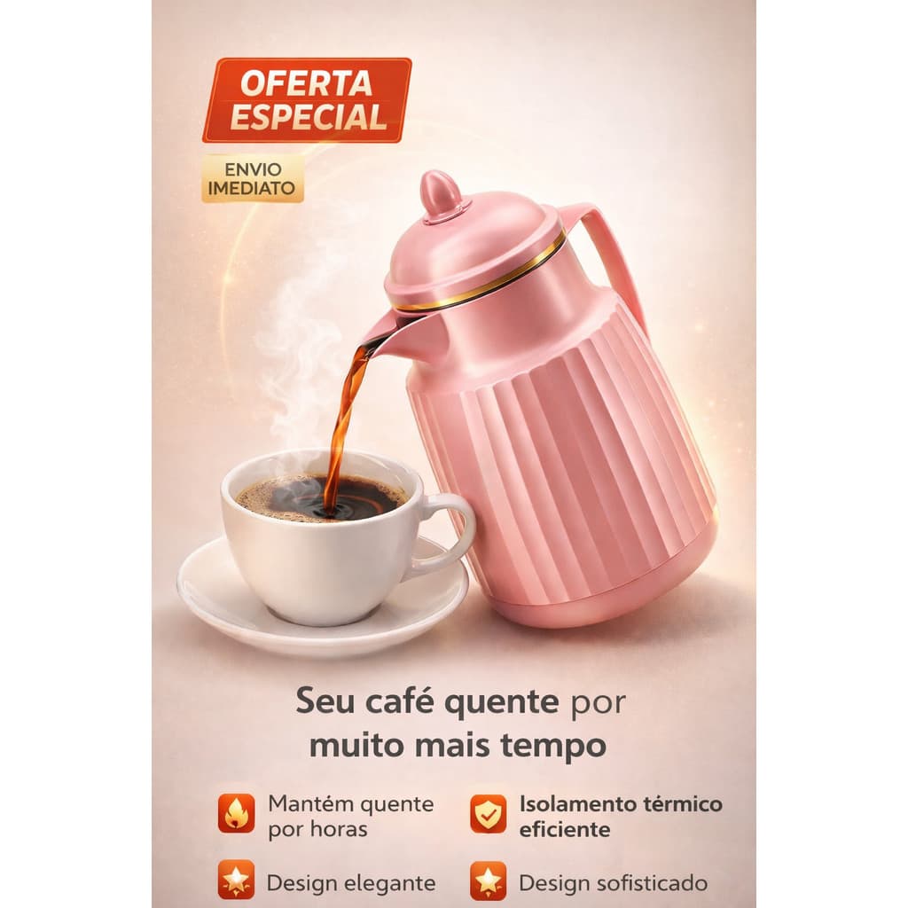Garrafa Térmica 300 ML Elegante com Detalhe Dourado