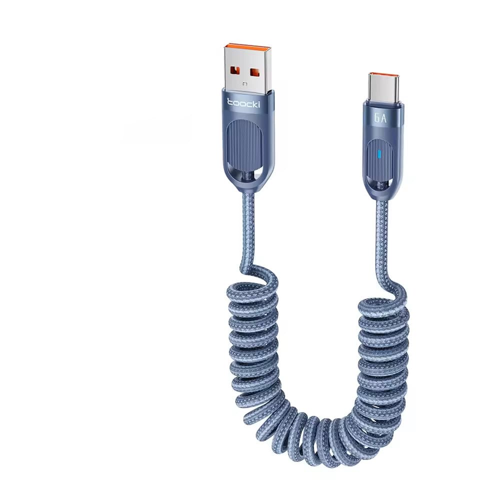 Cabo Espiral USB p/ Tipo C ideal para Carro