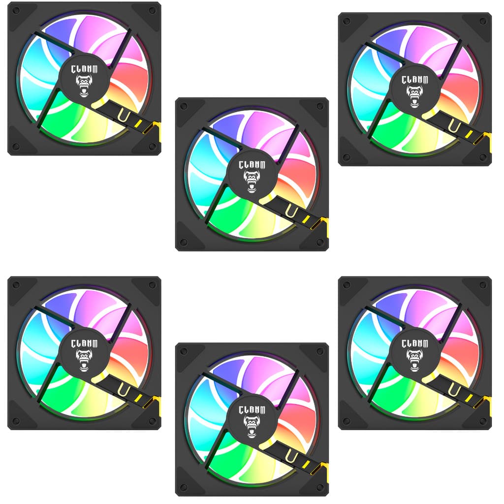 Kit 6x COOLER FAN Gamer Nive Iluminação ARGB 3 PINOS CLANM